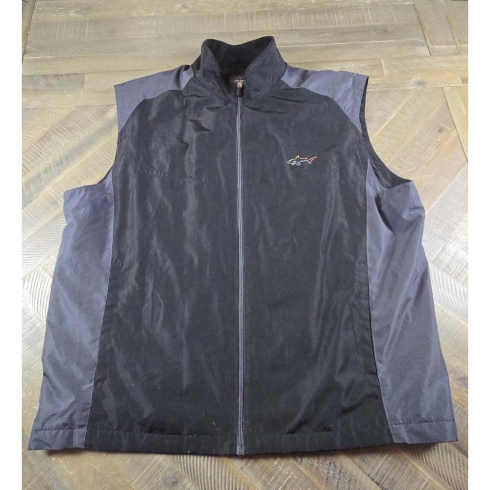 Greg Norman for Tasso Elba Mens Golf Vest Black Grey Full Zip Fleece Lined XL